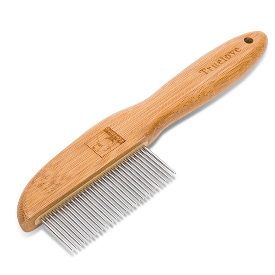 Pet Comb 31 Steel Pins with Ergonomic Bamboo Handle