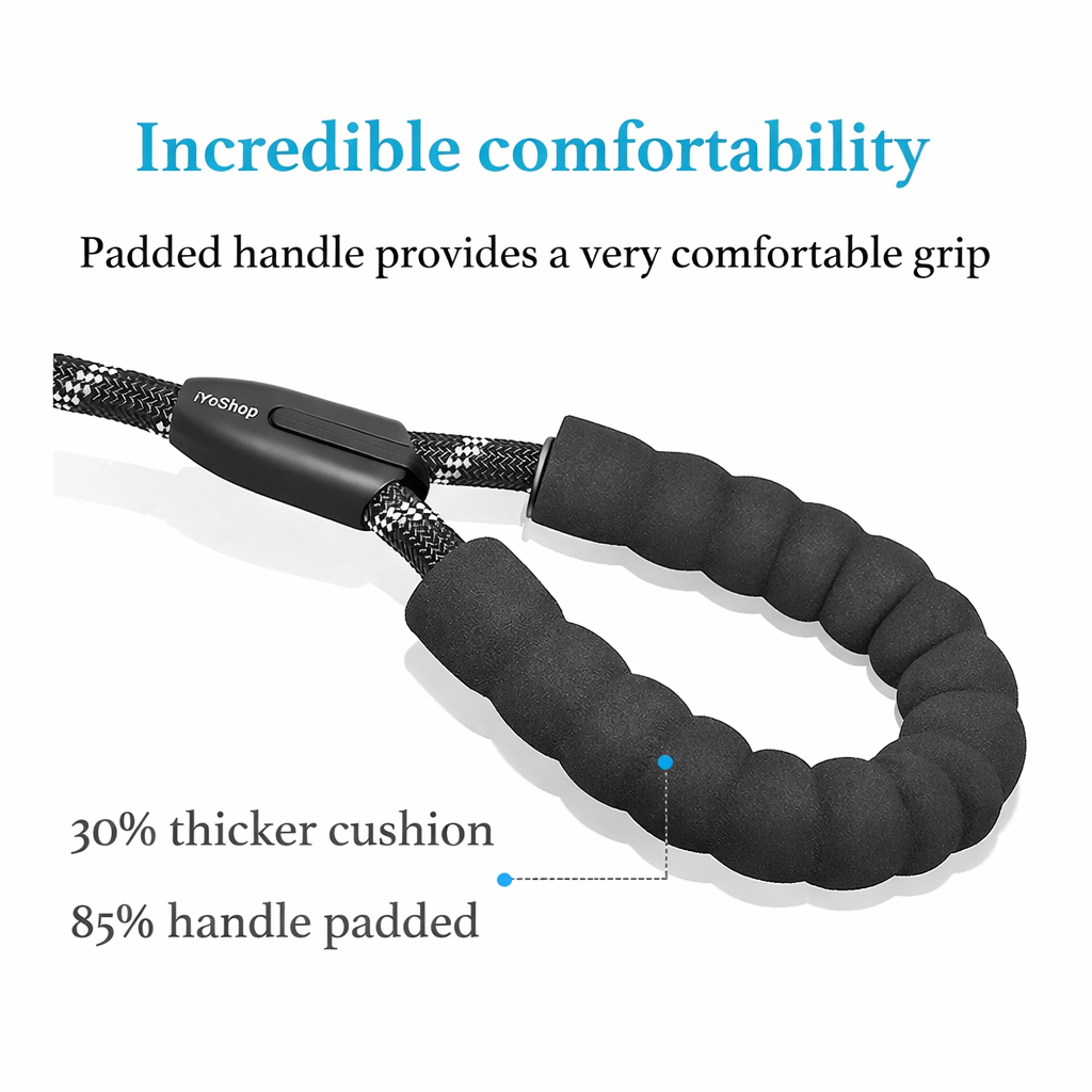 Double dog leash with extra padded handle for comfortable grip