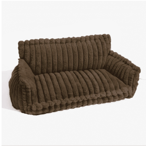 Brown luxurious pet sofa bed for dogs and cats with soft padded sides