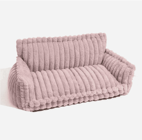Pink luxurious pet sofa bed for dogs and cats with soft padded sides